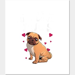 Cute Pug Design For Women Girls Dog Owner Puppy Pug Lover T-Shirt Posters and Art